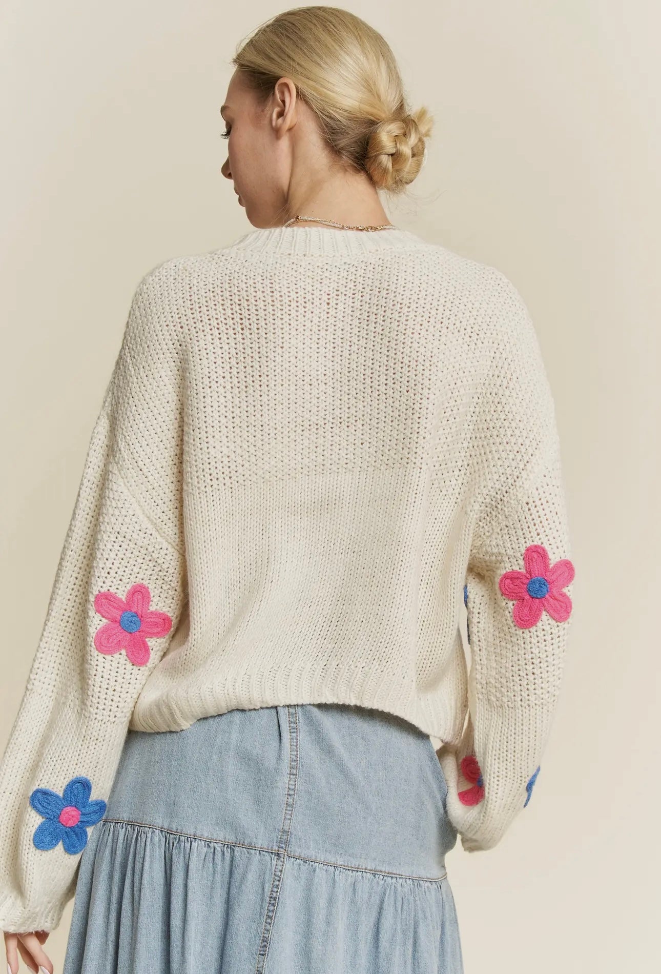 Funky Floral Crop Sweater
