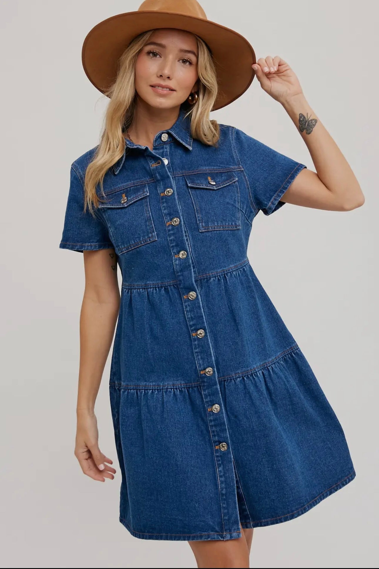 Denim Button Dress