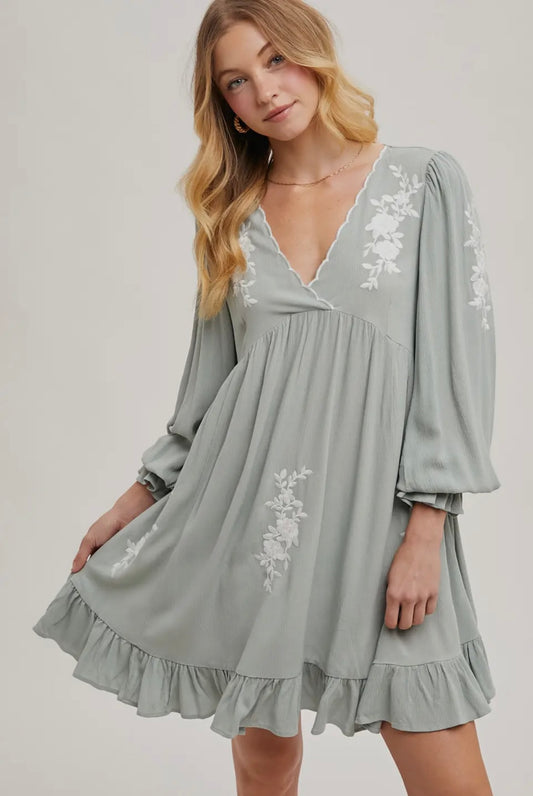 Sage Ruffle Dress