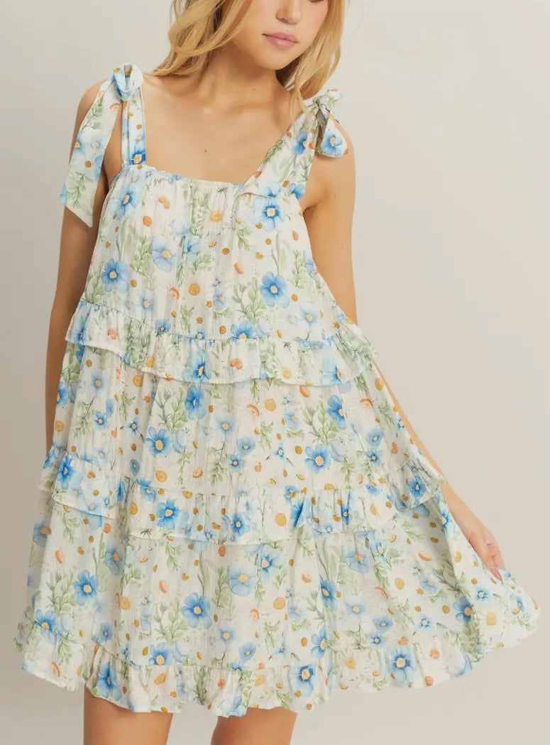 Ruffle Floral Mini Dress