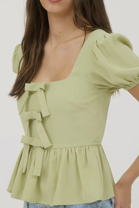 Front Bow Peplum Top