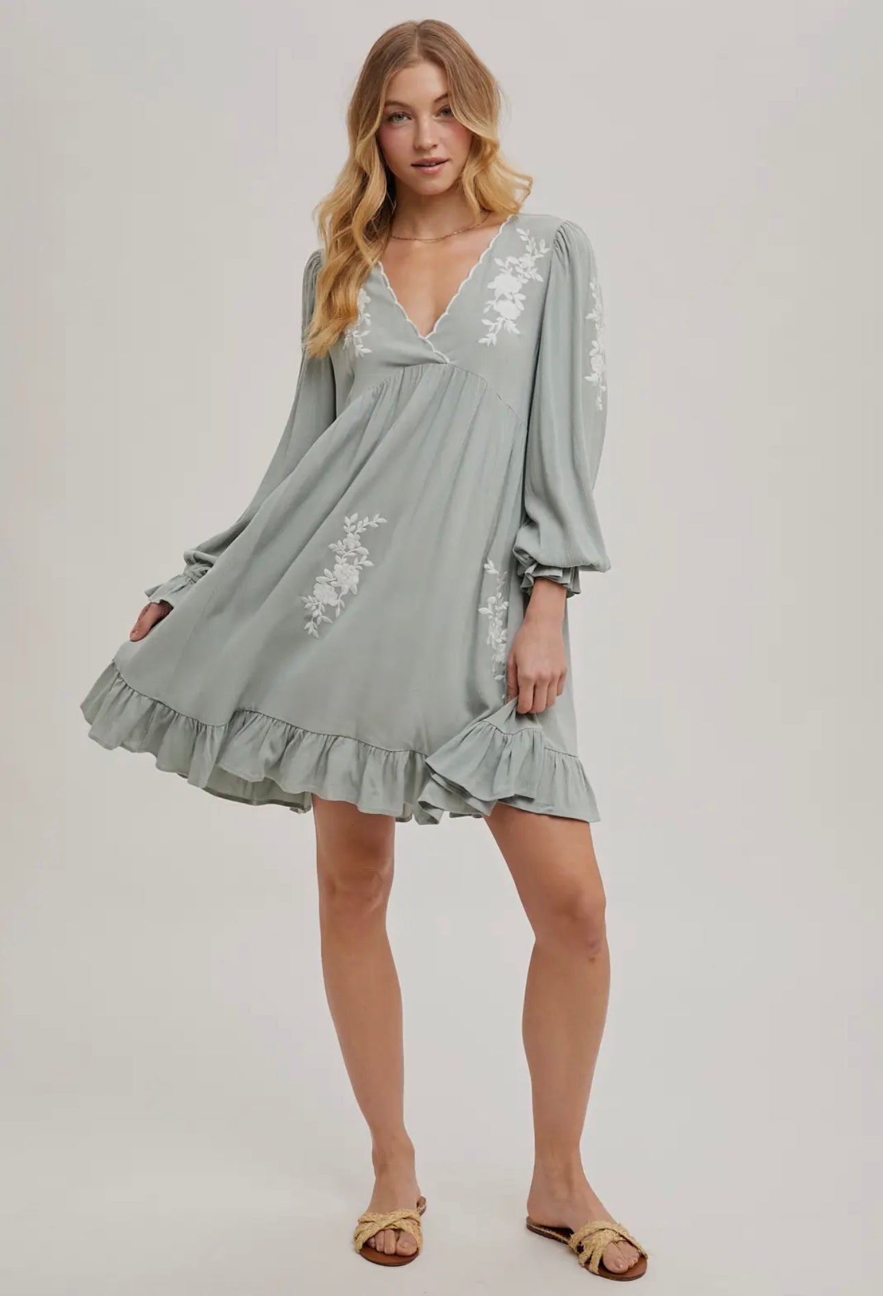 Sage Ruffle Dress