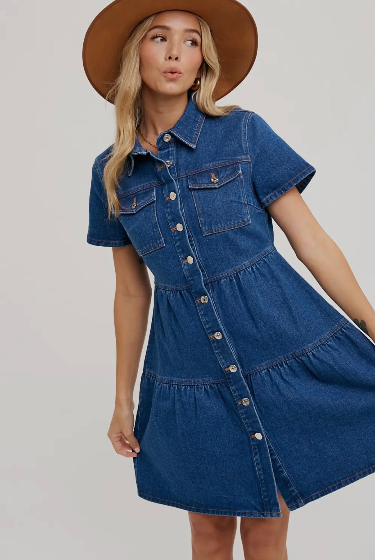 Denim Button Dress