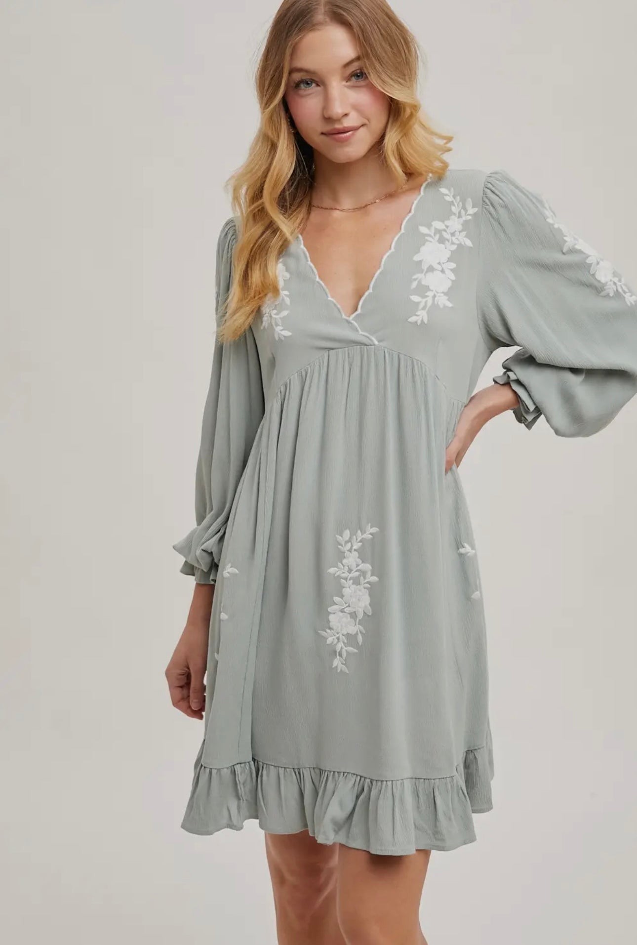 Sage Ruffle Dress